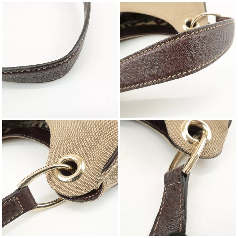 Authentic GUCCI Canvas Leather Shoulder Bag Beige Brown - Picture 14 of 16
